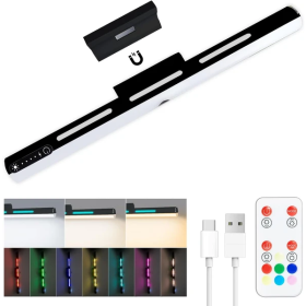 Led Light For Mirror, Dimmable Wireless Vanity Lights For Mirror,Touch Control Adjustable Color Brightness&Angle Makeup Light,Magnetic Stick Light Bar