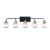 5-Lights Matte Black Antique Brass Color Iron Glass E26 Bulb Bedroom Wall-Mounted Lighting Fixtures Bathroom Vanity Light
