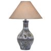 Niek 30 Inch Hydrocal Table Lamp, Empire Shade, Urn Base, Gray Wash Finish