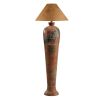 Siya 62 Inch Elongated Floor Lamp, Extra Tall, Deer Carvings, Brown, Black