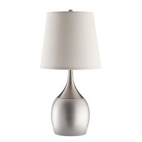 Modish Metal Table Lamp, Silver Set of 2