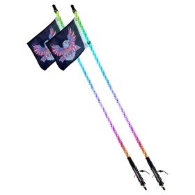 VEVOR 2 PCS 3 FT Whip Light, APP & RF Remote Control Led Whip Light, Waterproof 360° Spiral RGB Chasing Lighted Whips with 4 Flags, for UTVs, ATVs