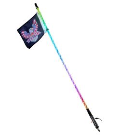 VEVOR 1 PC 3 FT Whip Light, APP & RF Remote Control Led Whip Light, Waterproof 360° Spiral RGB Chasing Lighted Whips with 2 Flags, for UTVs, ATVs