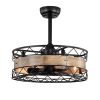 20.5" Caged Ceiling Fan 5 ABS Blades with Remote Control,Timer, 3 Speeds Indoor Ceiling Fan for Farmhouse, Bedroom Living Room,(No include Bulbs)