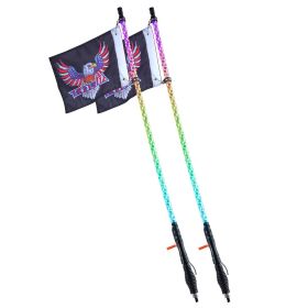 VEVOR 2 PCS 4 FT Whip Light with Spring Base, Led Whip Light with APP & Remote Control, Waterproof 360° Spiral RGB Chasing Lighted Whips with 2 Flags