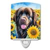 NEW Newfoundland in Sunflowers Ceramic Night Light Compact, UL-Certified, Ideal for Bedroom, Bathroom, Nursery, Hallway, Kitchen, 6x4x3, Multicolor