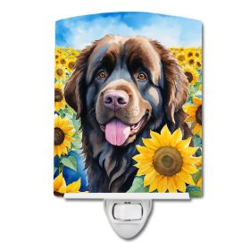 NEW Newfoundland in Sunflowers Ceramic Night Light Compact, UL-Certified, Ideal for Bedroom, Bathroom, Nursery, Hallway, Kitchen, 6x4x3, Multicolor