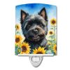 NEW Cairn Terrier in Sunflowers Ceramic Night Light Compact, UL-Certified, Ideal for Bedroom, Bathroom, Nursery, Hallway, Kitchen, 6x4x3, Multicolor