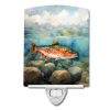 NEW Brook Trout Ceramic Night Light Compact, UL-Certified, Ideal for Bedroom, Bathroom, Nursery, Hallway, Kitchen, 6x4x3, Multicolor