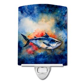 NEW Bluefin Tuna Ceramic Night Light Compact, UL-Certified, Ideal for Bedroom, Bathroom, Nursery, Hallway, Kitchen, 6x4x3, Multicolor