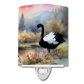 NEW Black Swan Ceramic Night Light Compact, UL-Certified, Ideal for Bedroom, Bathroom, Nursery, Hallway, Kitchen, 6x4x3, Multicolor