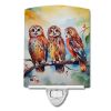 NEW Owls Ceramic Night Light Compact, UL-Certified, Ideal for Bedroom, Bathroom, Nursery, Hallway, Kitchen, 6x4x3, Multicolor