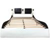 Faux Leather Upholstered Platform Bed Frame with led lighting, Bluetooth connection to play music control, Backrest vibration massage, Curve Design