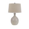 27 Inch Table Lamp Set of 2, Ceramic Base, Hardback Fabric Shade, Ivory