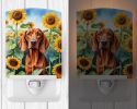 NEW Redbone Coonhound in Sunflowers Ceramic Night Light Compact, UL-Certified, Ideal for Bedroom, Bathroom, Nursery, Hallway, Kitchen, 6x4x3