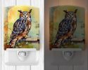 NEW Great Horned Owl Ceramic Night Light Compact, UL-Certified, Ideal for Bedroom, Bathroom, Nursery, Hallway, Kitchen, 6x4x3, Multicolor