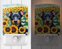 NEW Manchester Terrier in Sunflowers Ceramic Night Light Compact, UL-Certified, Ideal for Bedroom, Bathroom, Nursery, Hallway, Kitchen, 6x4x3