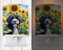 NEW Portuguese Water Dog in Sunflowers Ceramic Night Light Compact, UL-Certified, Ideal for Bedroom, Bathroom, Nursery, Hallway, Kitchen, 6x4x3
