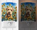 NEW Wheaten Terrier in Sunflowers Ceramic Night Light Compact, UL-Certified, Ideal for Bedroom, Bathroom, Nursery, Hallway, Kitchen, 6x4x3, Multicolor