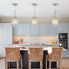 Modern Crystal Pendant Light 3-Pack Adjustable Chrome Hanging Ceiling Fixture with Clear Beads, Elegant Design for Kitchen Island, Dining Room