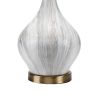 Table Lamp with Gourd Shaped Ceramic Body, White and Brass