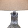 Niek 30 Inch Hydrocal Table Lamp, Empire Shade, Urn Base, Gray Wash Finish