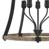 5 Bulb Pendant Fixture with Wooden and Metal Frame, Brown and Black