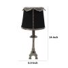 14 Inch Table Lamp, Metal Trimmed Shade, Nickel Finish, Eiffel Tower Base