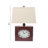 Clock Design Metal Table Lamp with Tapered Shade, Red and Beige