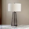 Nila 35 Inch Table Lamp, Antique Black Metal, 3 Way Switch, Drum Shade