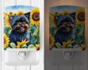 NEW Affenpinscher in Sunflowers Ceramic Night Light Compact, UL-Certified, Ideal for Bedroom, Bathroom, Nursery, Hallway, Kitchen, 6x4x3, Multicolor
