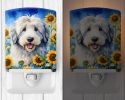 NEW Old English Sheepdog in Sunflowers Ceramic Night Light Compact, UL-Certified, Ideal for Bedroom, Bathroom, Nursery, Hallway, Kitchen, 6x4x3