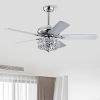 52'' Crystal Shade Ceiling Fan Lamp With Remote Control 3 Speed (High, Mid, Low) , 5 Reversible Blades for Living Room, Dining Room, Bedroom