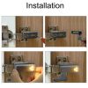 4pcs LED Light Hinge for Cabinet, Intelligent Cupboard Blinds Lighting and Shutter Hardware
