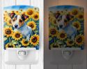 NEW Jack Russell Terrier in Sunflowers Ceramic Night Light Compact, UL-Certified, Ideal for Bedroom, Bathroom, Nursery, Hallway, Kitchen, 6x4x3