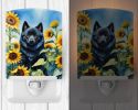 NEW Schipperke in Sunflowers Ceramic Night Light Compact, UL-Certified, Ideal for Bedroom, Bathroom, Nursery, Hallway, Kitchen, 6x4x3, Multicolor