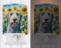 NEW Irish Wolfhound in Sunflowers Ceramic Night Light Compact, UL-Certified, Ideal for Bedroom, Bathroom, Nursery, Hallway, Kitchen, 6x4x3, Multicolor