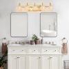 Modern Crystal Bathroom Vanity Light, 5-Light Golden Wall Sconce with Clear Glass Shade, Elegant Wall Mount Lighting for Bathroom, Powder Room