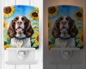 NEW English Springer Spaniel in Sunflowers Ceramic Night Light Compact, UL-Certified, Ideal for Bedroom, Bathroom, Nursery, Hallway, Kitchen, 6x4x3