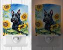 NEW Scottish Terrier in Sunflowers Ceramic Night Light Compact, UL-Certified, Ideal for Bedroom, Bathroom, Nursery, Hallway, Kitchen, 6x4x3