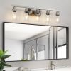 Modern 5-Light Bathroom Vanity Light Fixture - Brushed Nickel Finish with Clear Glass Shades, Perfect for Bathroom, Vanity