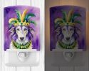 NEW Borzoi King of Mardi Gras Ceramic Night Light Compact, UL-Certified, Ideal for Bedroom, Bathroom, Nursery, Hallway, Kitchen, 6x4x3, Multicolor