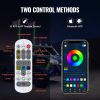 VEVOR 2 PCS 3 FT Whip Light, APP & RF Remote Control Led Whip Light, Waterproof 360° Spiral RGB Chasing Lighted Whips with 4 Flags, for UTVs, ATVs