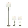 Modern Farmhouse 3-Pack Table and Floor Lamp Set; Wood