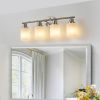 Modern 4-Light Vanity Wall Sconce, Brushed Nickel Finish with Frosted Glass Shades for Bathroom or Hallway Lighting (No Bulbs)