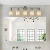 Modern 5-Light Vanity Wall Sconce, Brushed Nickel Finish with Frosted Glass Shades for Bathroom or Hallway Lighting (No Bulbs)