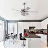 52'' Crystal Shade Ceiling Fan Lamp With Remote Control 3 Speed (High, Mid, Low) , 5 Reversible Blades for Living Room, Dining Room, Bedroom
