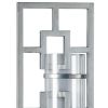22 Inches Geometric Metal Wall Scone with Glass Hurricane, Silver