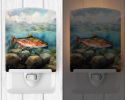 NEW Brook Trout Ceramic Night Light Compact, UL-Certified, Ideal for Bedroom, Bathroom, Nursery, Hallway, Kitchen, 6x4x3, Multicolor