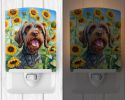 NEW Wirehaired Pointing Griffon in Sunflowers Ceramic Night Light Compact, UL-Certified, Ideal for Bedroom, Bathroom, Nursery, Hallway, Kitchen, 6x4x3